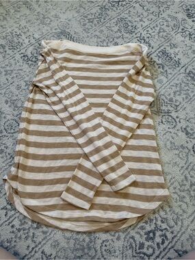 LOFT Striped Knit Top in Cream and Beige